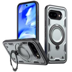 N/A - Mobilskal till Google Pixel 9a Milit&auml;rskydd Plast Kickstand - Gr&aring;