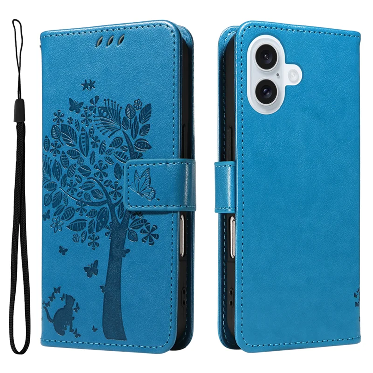 iPhone 17 Konstläder Plånboksfodral Tree Pattern - Blå | 2353 | AlltMobil