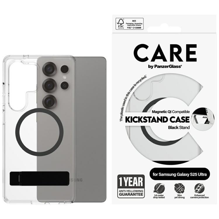CARE By PanzerGlass Galaxy S25 Ultra Mobilskal MagSafe QI Kickstand - Svart | 2353 | AlltMobil