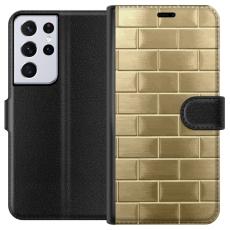 iSecrets - Plånboksfodral till Samsung Galaxy S21 Ultra 5G med Gyllene Murstenar