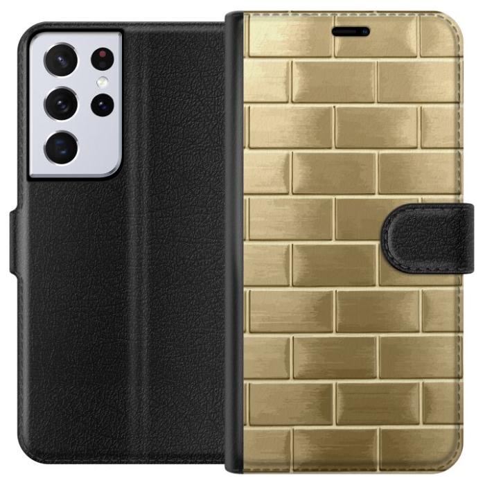 iSecrets - Plånboksfodral till Samsung Galaxy S21 Ultra 5G med Gyllene Murstenar