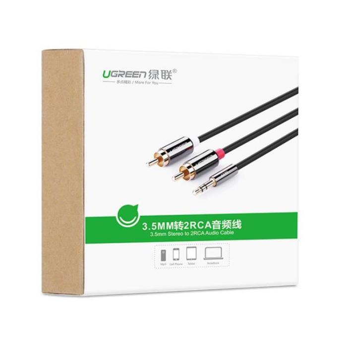 UTGATT1 - Ugreen Audio 3.5 mm Mini jack 2 RCA Kabel 2 m - Svart