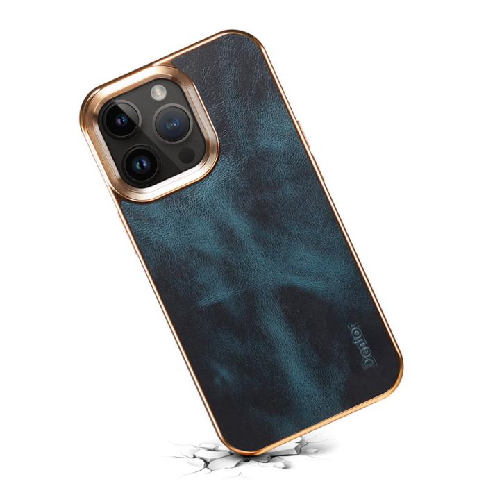 DENIOR - DENIOR Mobilskal till iPhone 16 Pro Max Äkta Läder Blå