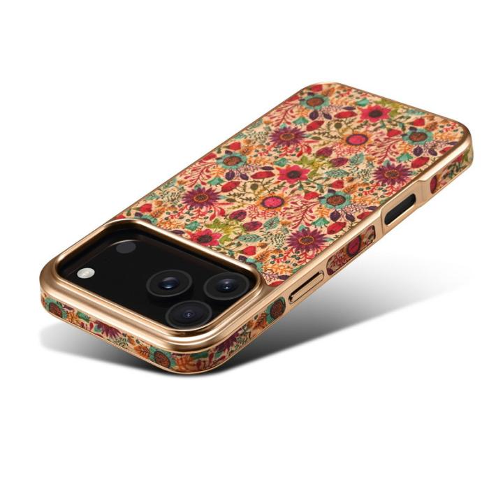 DENIOR - DENIOR iPhone 17 Pro Fodral Mönstertryckt Electroplaterat Konstläder Lila