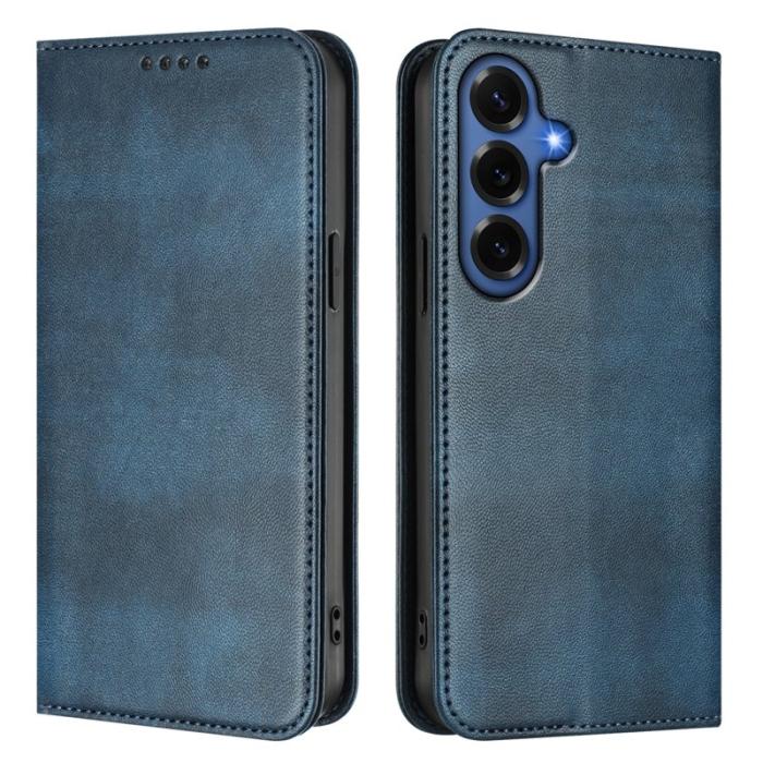OEM - Samsung Galaxy S26+ Plånboksfodral Retro Textur RFID Skydd Konstläder - Blå