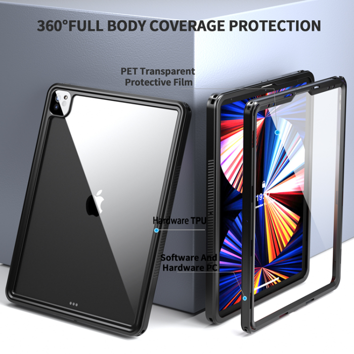 OEM - iPad Pro 10.5 (2017/2019) Skal SHELLBOX Vattentät Shockproof - Svart