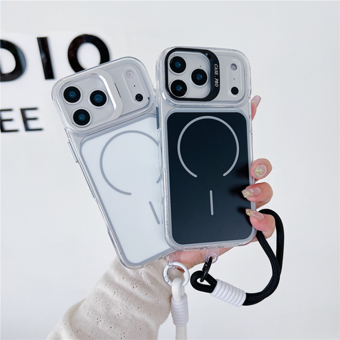 A-One Brand - iPhone 17 Pro Mobilskal MagSafe med Handrem Lens Kickstand - Rosa