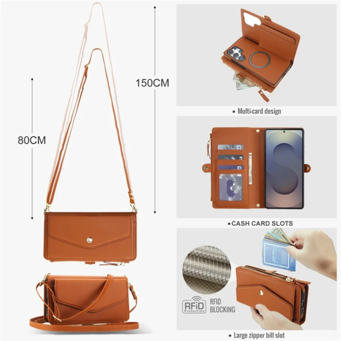 A-One Brand - Galaxy S25 Ultra Plånboksfodral MagSafe Detachable - Brun