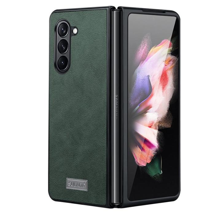 SULADA - SULADA Galaxy Z Fold5 Fodral KonstLäder Grön