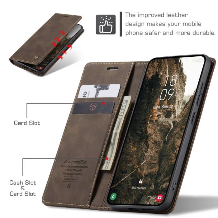 Caseme - CaseMe Plånboksfodral för Samsung Galaxy S26 Konstläder Ställ - Kaffe