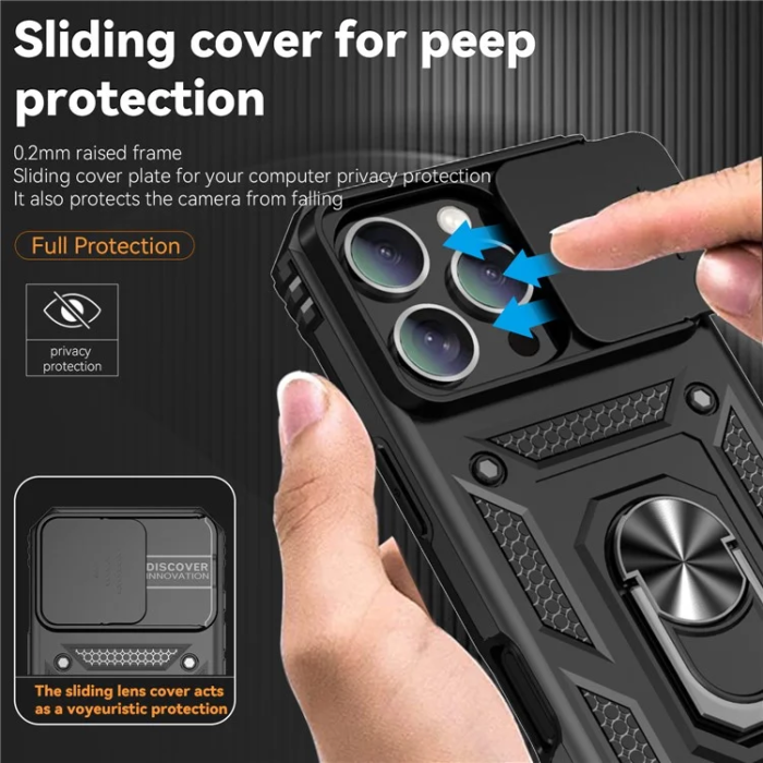 OEM - iPhone 16 Pro Max Mobilskal Defender Slide - Svart