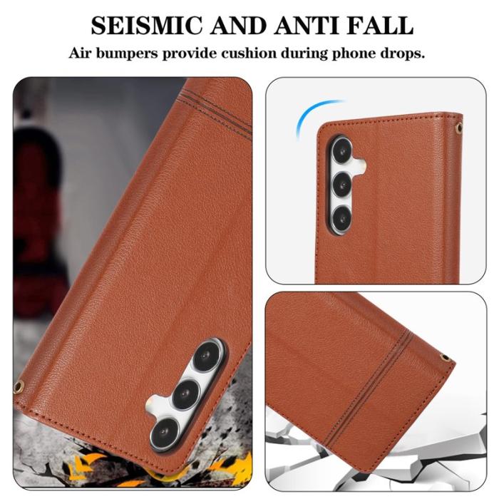 OEM - Mobilfodral för Samsung Galaxy S26 TKonstläder Flip - Brun