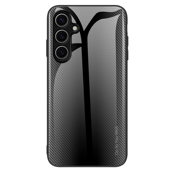 OEM - Mobilskal för Samsung Galaxy S26 Kolfibertextur TPU + Härdat glas - Svart