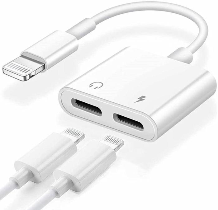 A-One Brand - 2 in 1 Lightning Splitter hörlurar Lightning Laddare adapter