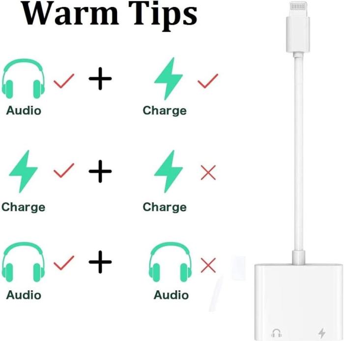 A-One Brand - 2 in 1 Lightning Splitter hörlurar Lightning Laddare adapter