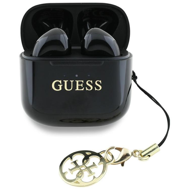 Guess TWS In-Ear Hörlurar Glossy Effect Printed Logo & Charm - Svart | 505771 | AlltMobil