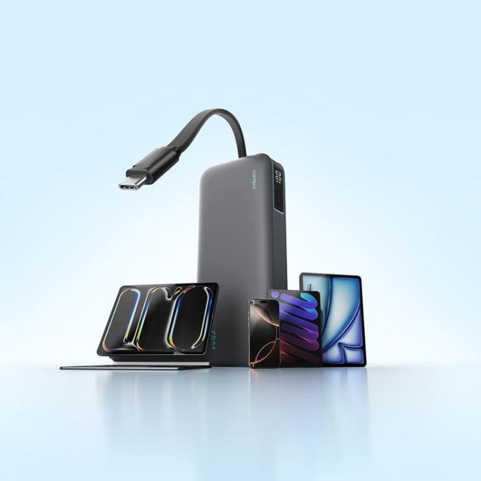 Cuktech - Cuktech Powerbank 20000 mAh 40W med Integrerad Kabel LPB200N - Grå