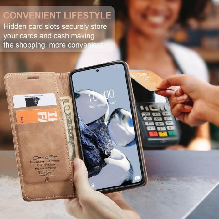Caseme - CASEME 013 Series Xiaomi 12T Pro 5G Plånboksfodral Konstläder Brun