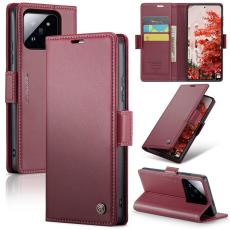 Caseme - CASEME Xiaomi 14 Pro Pl&aring;nboksfodral Konstl&auml;der RFID-Skydd R&ouml;d