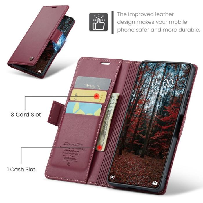 Caseme - CASEME 023 Xiaomi 14 Plånboksfodral Konstläder RFID Röd
