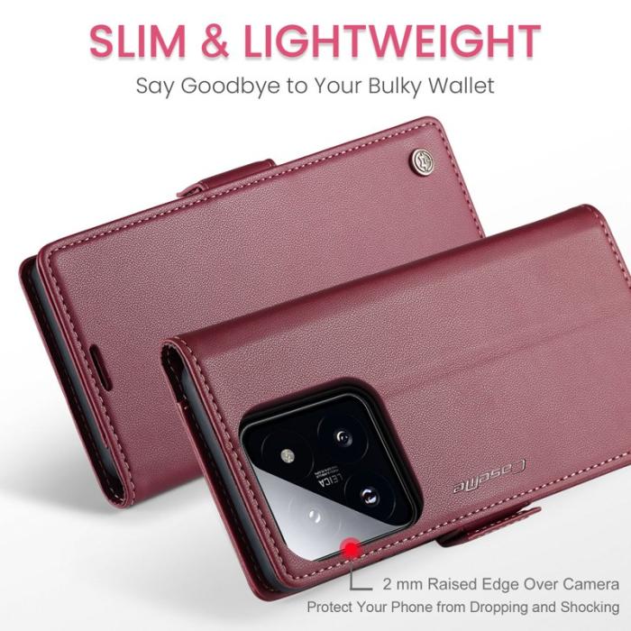 Caseme - CASEME 023 Xiaomi 14 Plånboksfodral Konstläder RFID Röd
