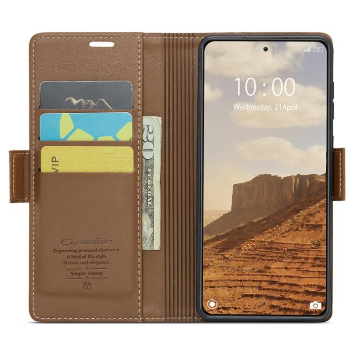 Caseme - CASEME 023 Xiaomi 14 Plånboksfodral Konstläder RFID Skydd Brun