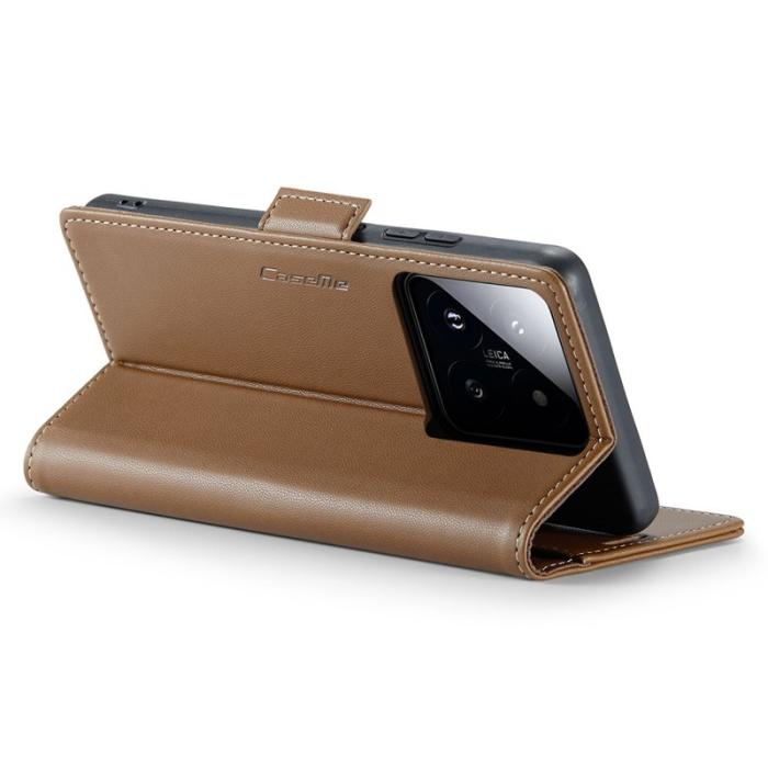 Caseme - CASEME 023 Xiaomi 14 Plånboksfodral Konstläder RFID Skydd Brun