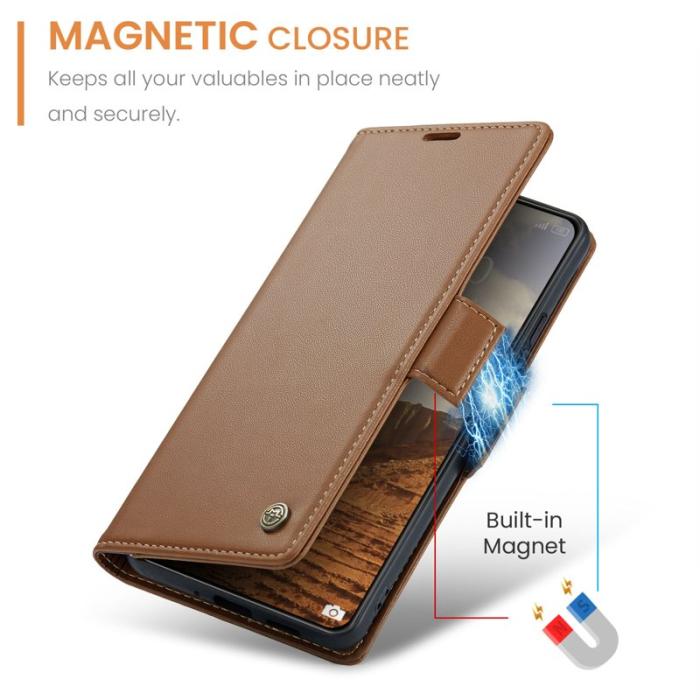 Caseme - CASEME 023 Xiaomi 14 Plånboksfodral Konstläder RFID Skydd Brun