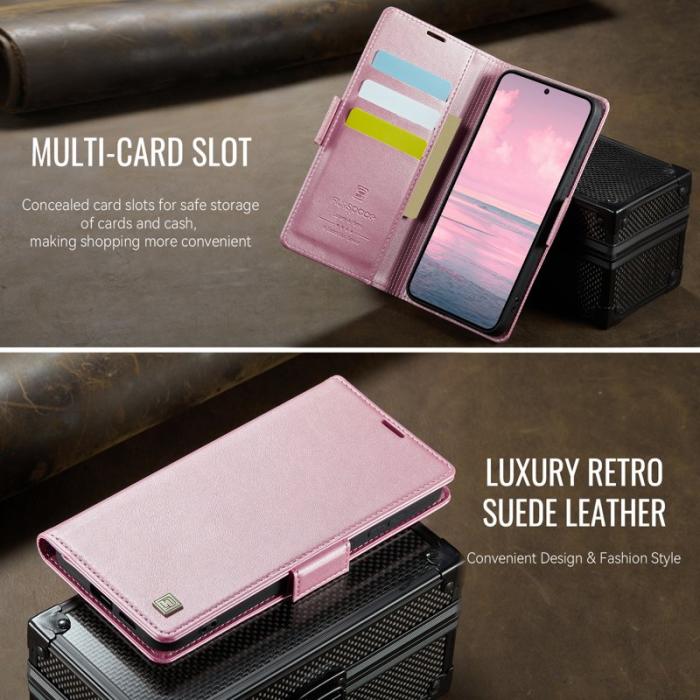 AUTSPACE - AUTSPACE A11 Fodral för Samsung Galaxy S25 Edge - KonstLäder - Rosa