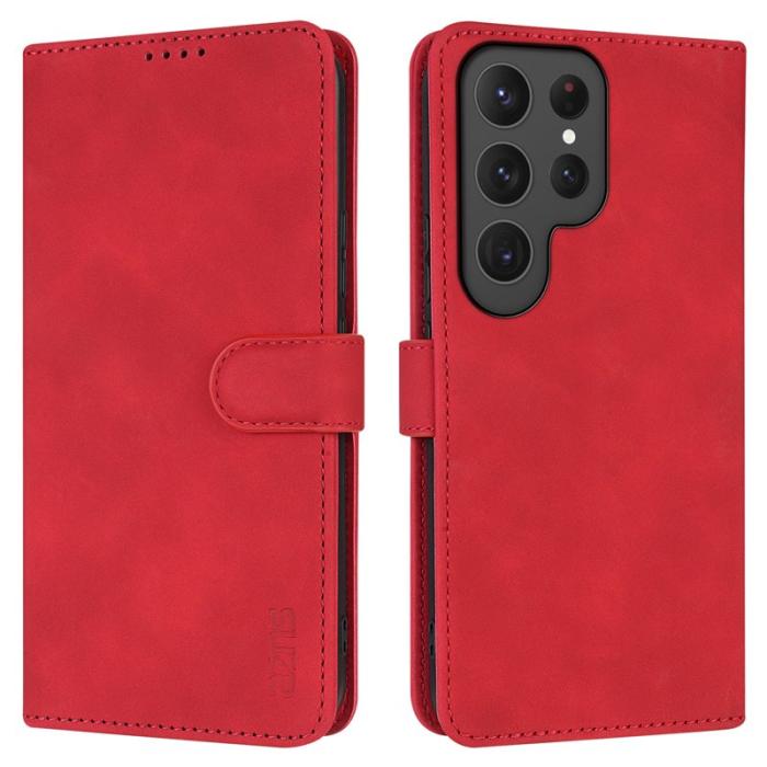 AZNS - AZNS Samsung Galaxy S25 Ultra Plånboksfodral Konstläder - Röd