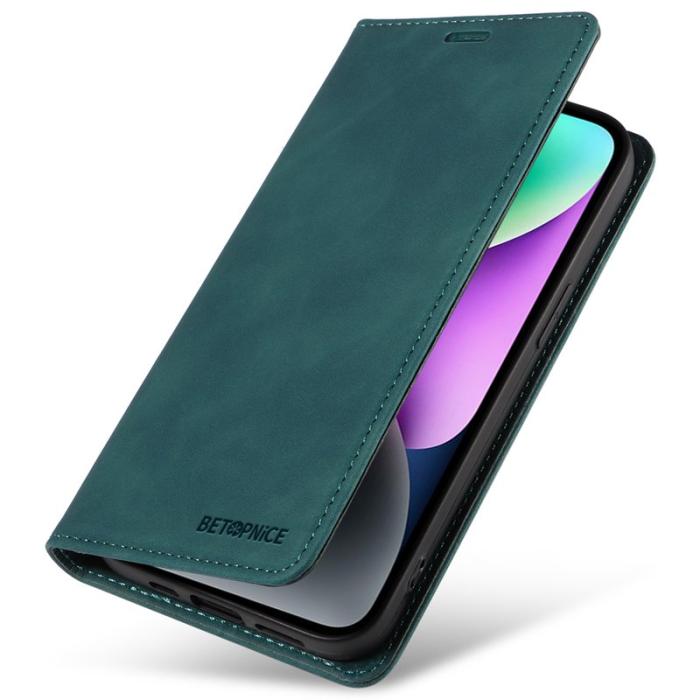BETOPNICE - BETOPNICE 003 iPhone 15 Plånboksfodral i Konstläder - Grön