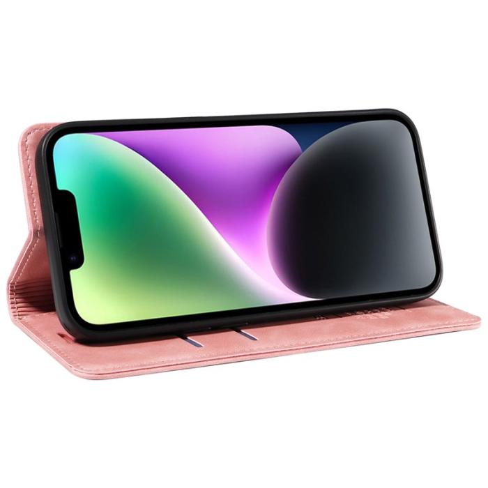 BETOPNICE - BETOPNICE 003 iPhone 15 Plånboksfodral i Konstläder - RFID Blocker - Rosa