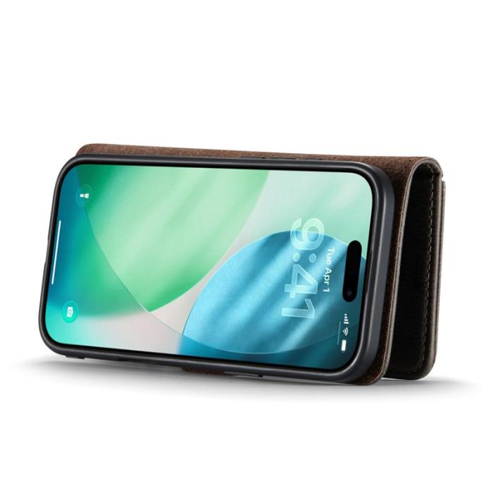 DG.MING - DG.MING iPhone Air Plånboksfodral Äkta Läder Avtagbart - Grå