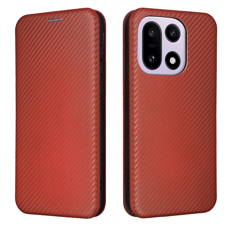 OnePlus 15 Plånboksfodral Carbon Fiber Drop-Proof Konstläder - Brun (Brun) | 2353 | AlltMobil