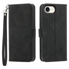 DIERFENG - DIERFENG DF-03 iPhone 16 Pl&aring;nboksfodral i Konstl&auml;der - Svart