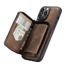 JEEHOOD - JEEHOOD 2-i-1 Hybrid Mobilskal med f&ouml;r iPhone 13 Pro - Brun