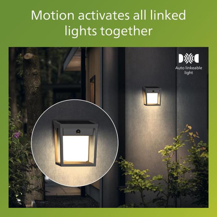 Philips - Philips Blaise Vägglampa Solcell LED 250/20lm - Svart