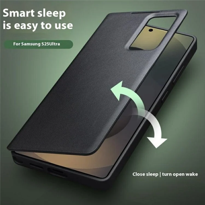 QIALINO - QIALINO Galaxy S25 Ultra Plånboksfodral Äkta läder - Svart