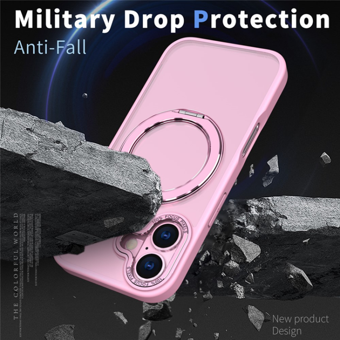A-One Brand - iPhone 17 Mobilskal Ring Kickstand TPU PC - Rosa