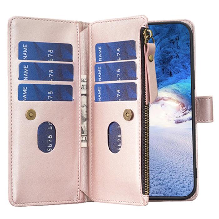 OEM - iPhone 15 Pro Max Plånboksfodral Zipper Flip - Rosa Guld
