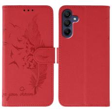 OEM - Samsung Galaxy S26 Plus Fodral Konstl&auml;der Feather Imprint - R&ouml;d