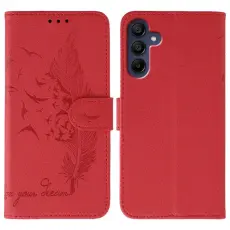 OEM - Samsung Galaxy S26 Fodral Konstl&auml;der Feather Imprint - R&ouml;d