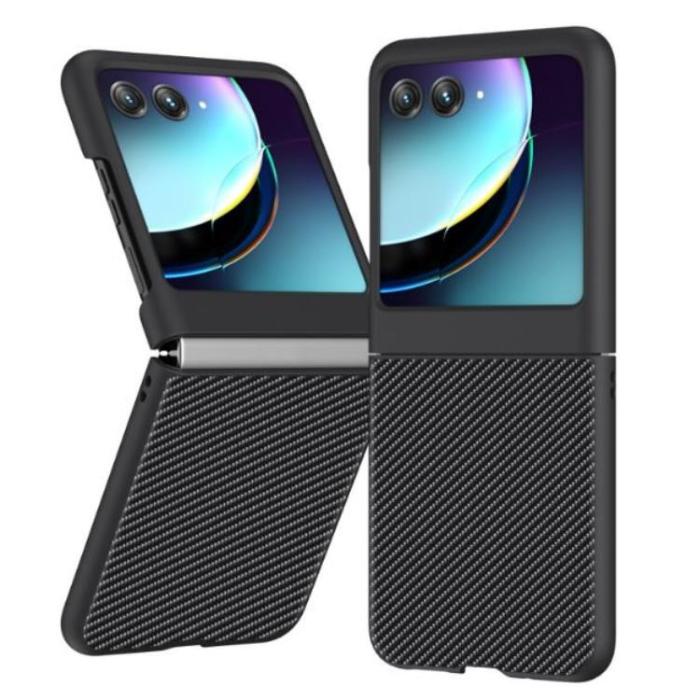 A-One Brand - Motorola Rzar 40 Ultra Mobilskal Carbon Fiber Läder - Svart