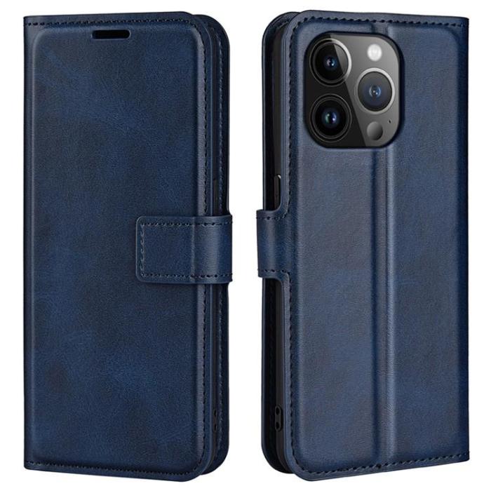 OEM - iPhone 15 Pro Max Plånboksfodral Calf Flip Folio - Blå