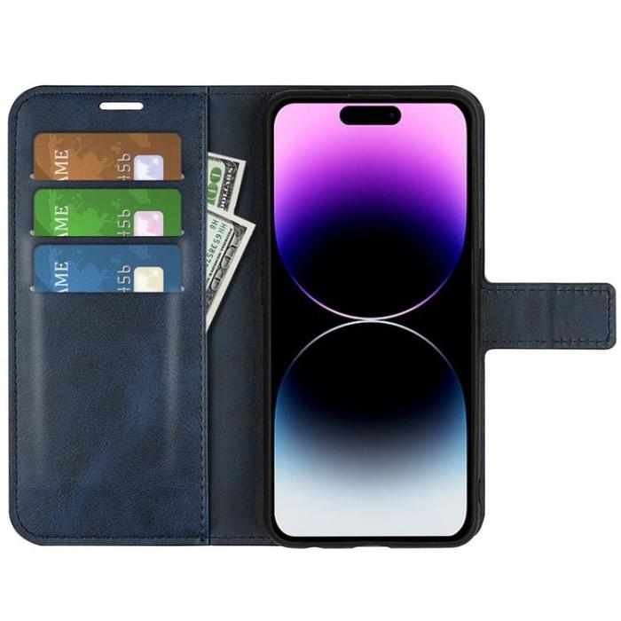 OEM - iPhone 15 Pro Max Plånboksfodral Calf Flip Folio - Blå