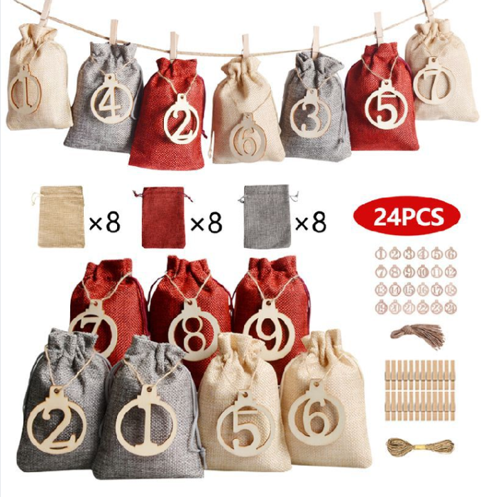 Adventskalender - Adventskalender påsar med nummerbrickor