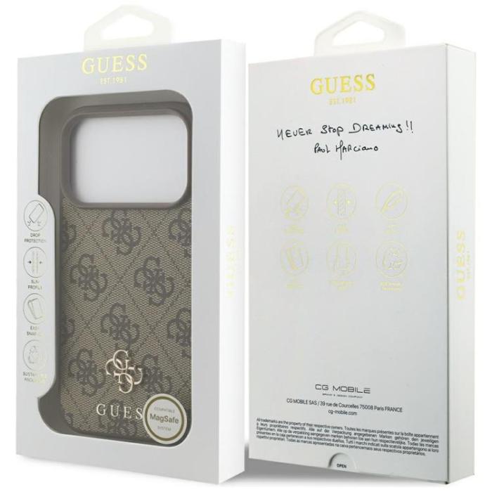 Guess - Guess iPhone 17 Pro Mobilskal MagSafe 4G Small Classic Logo - Brun