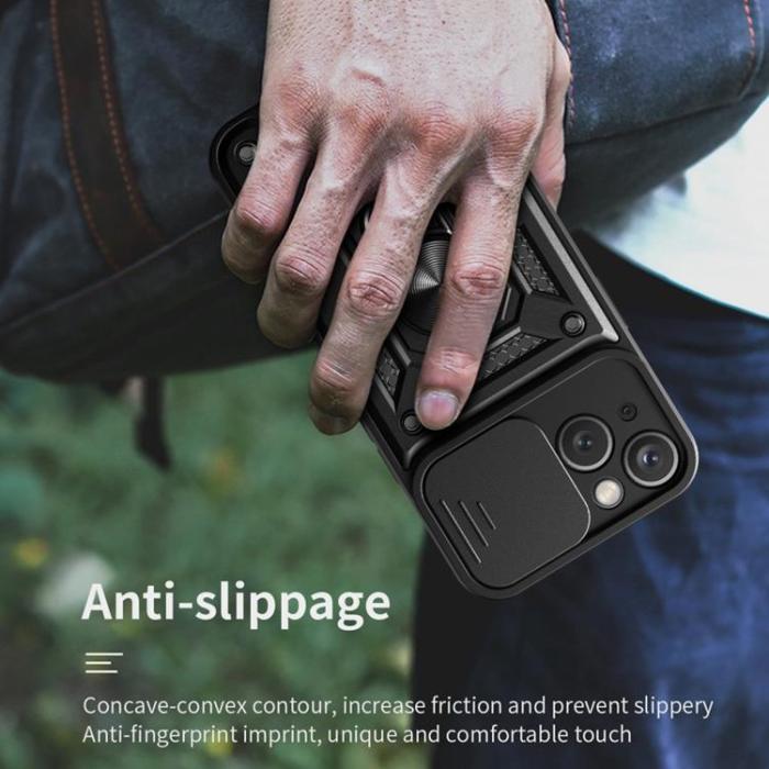 OEM - iPhone 14 Plus Skal Kameraskydd Kickstand - Svart