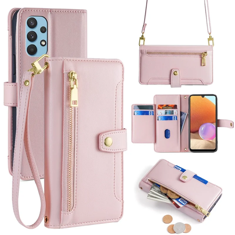 Galaxy A32 4G Plånboksfodral med Handledsrem (Rosa) | 2353 | AlltMobil