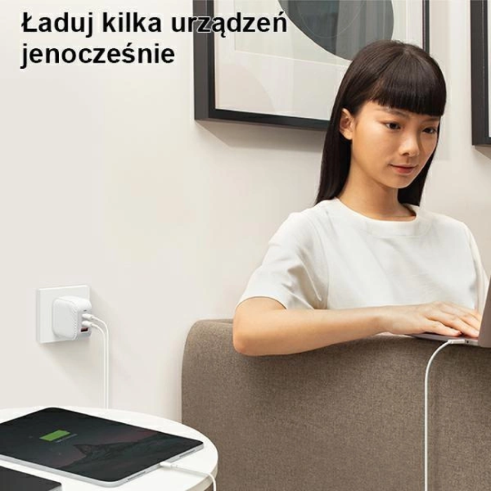 UNIQ - UNIQ Gan USB-C Snabb väggladdare 66W Verge Pro - Vit